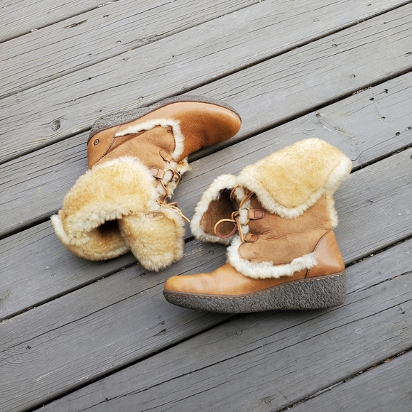 Born Nome Camel Honey Tan Suede Leather Shearling Rancher Eskimo Boho Boots 10 - Picture 2 of 9